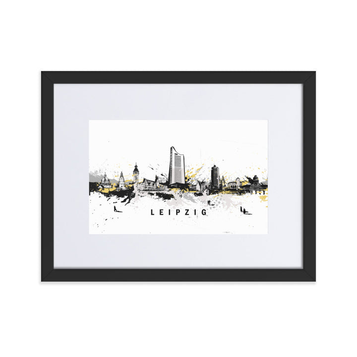 Poster mit Passepartout - Skyline Leipzig Schwarz / 30×40 cm artlia