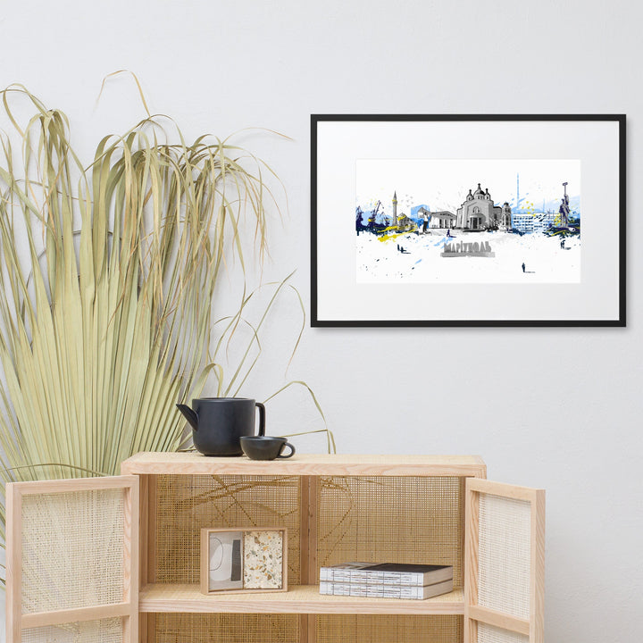 Poster mit Passepartout - Skyline Mariupol artlia