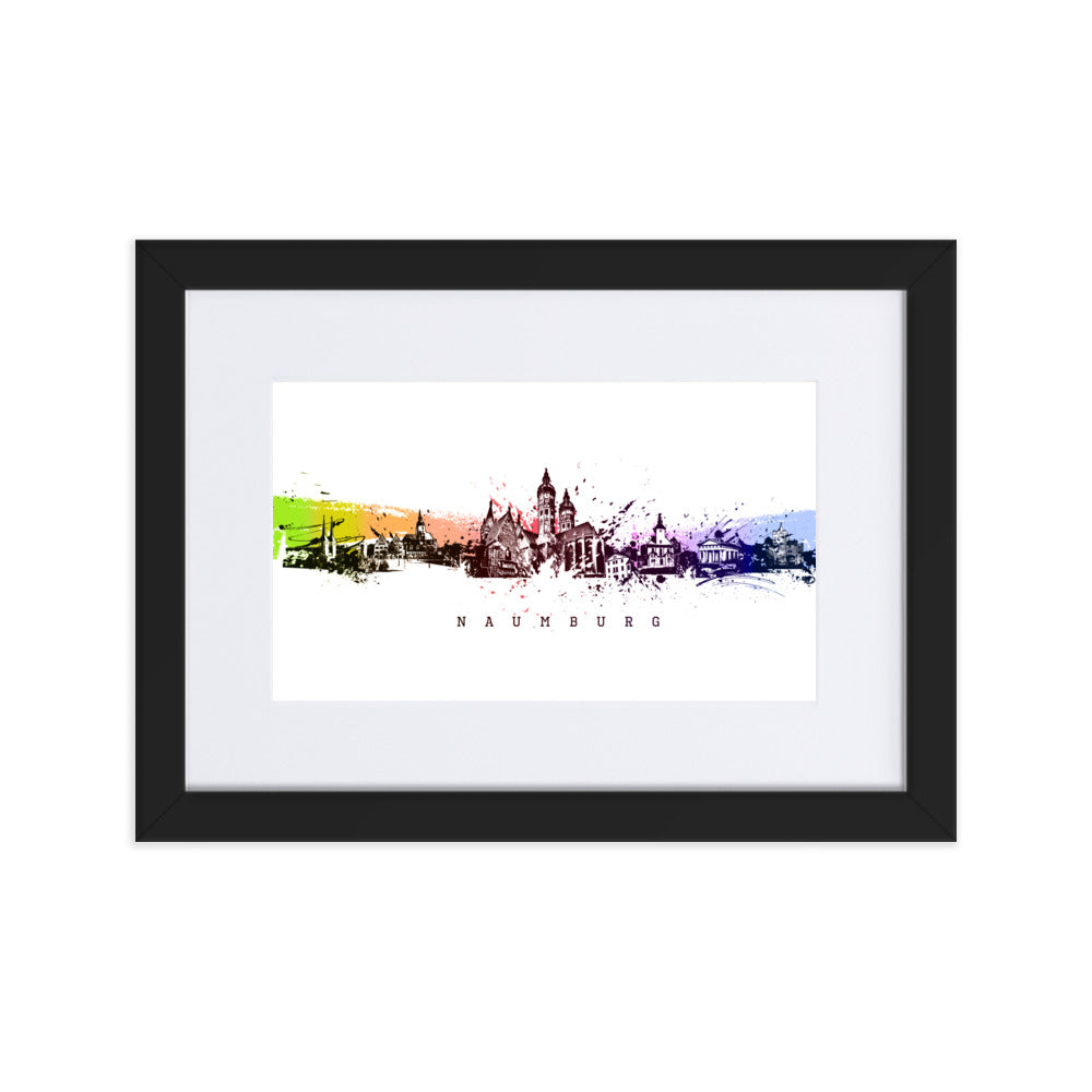 Poster mit Passepartout - Skyline Naumburg Schwarz / 21×30 cm artlia