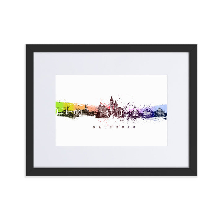 Poster mit Passepartout - Skyline Naumburg Schwarz / 30×40 cm artlia