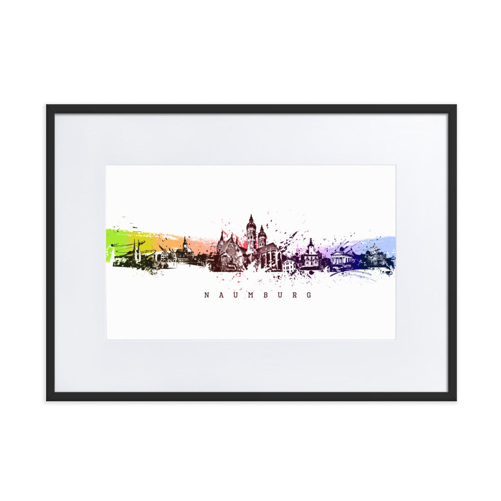 Poster mit Passepartout - Skyline Naumburg Schwarz / 50×70 cm artlia