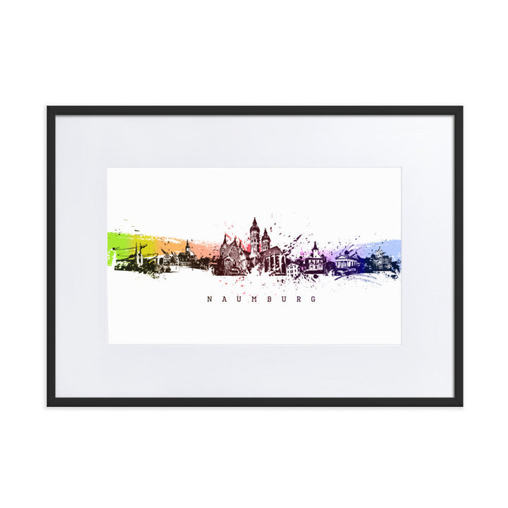 Poster mit Passepartout - Skyline Naumburg Schwarz / 50×70 cm artlia