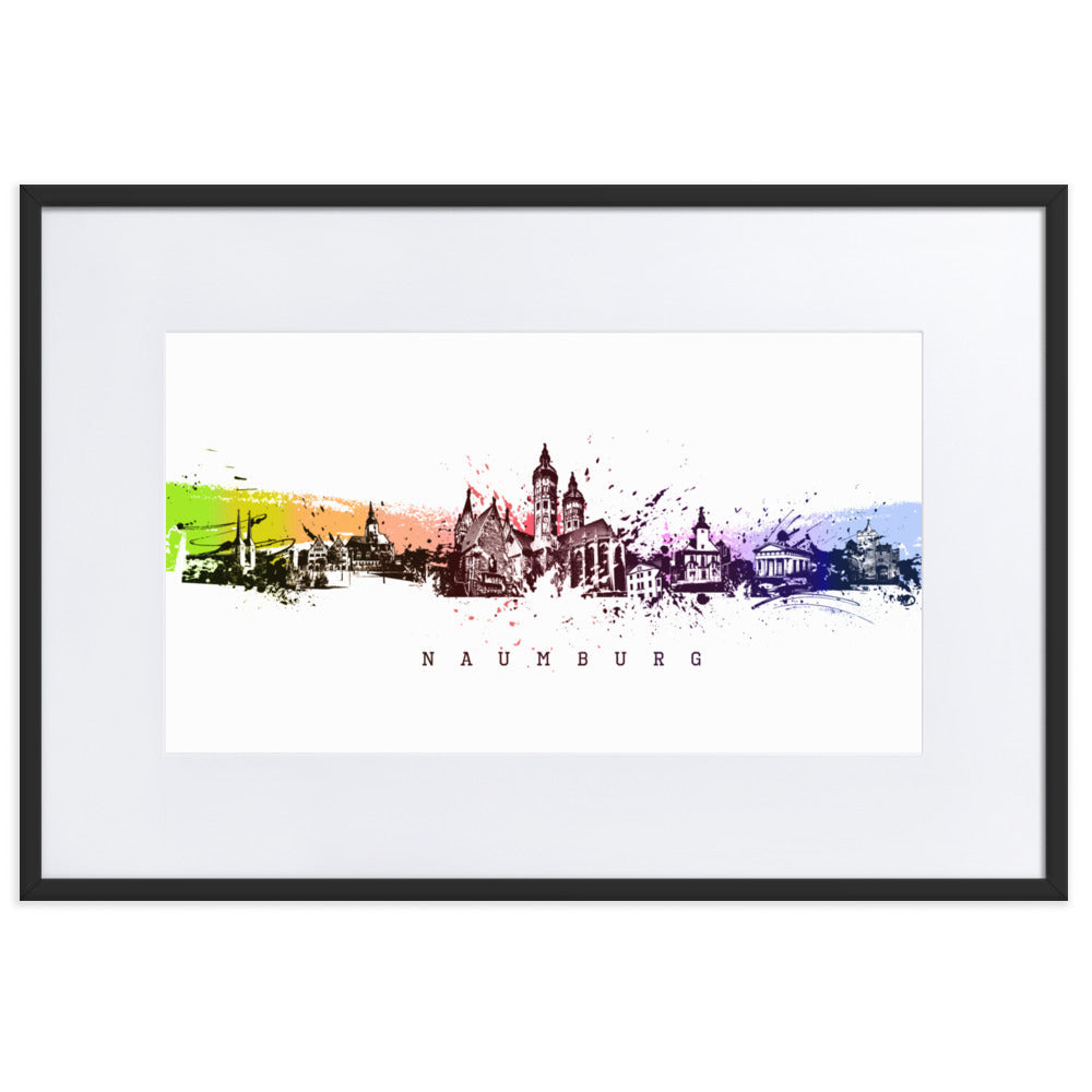 Poster mit Passepartout - Skyline Naumburg Schwarz / 61×91 cm artlia