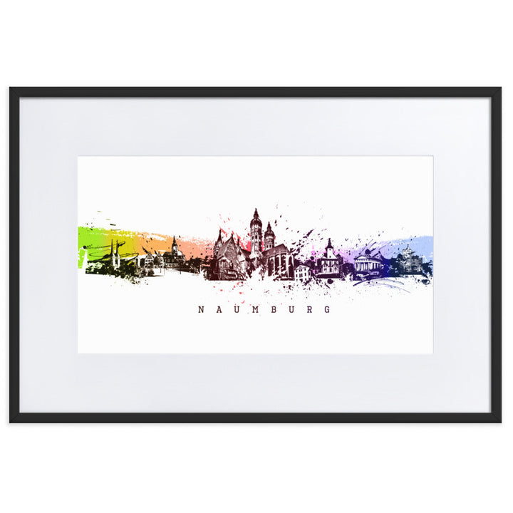 Poster mit Passepartout - Skyline Naumburg Schwarz / 61×91 cm artlia