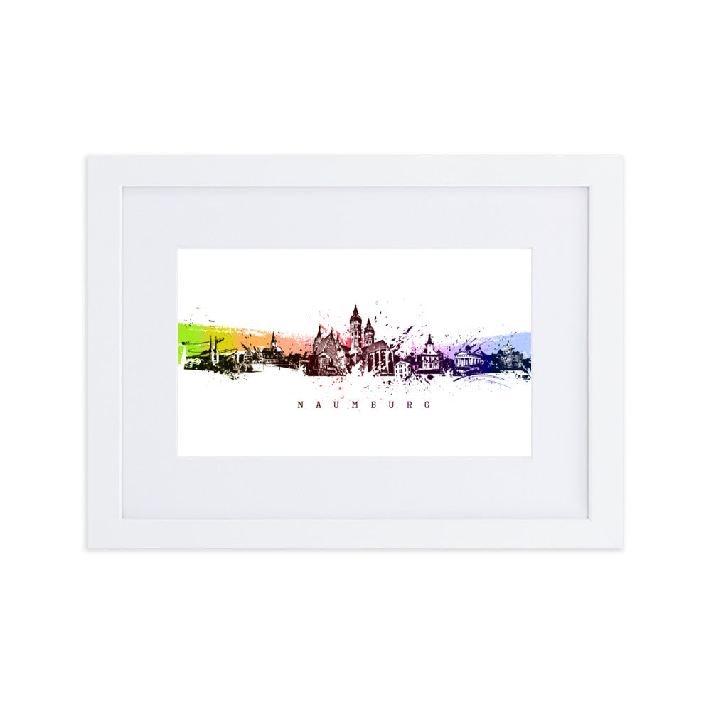 Poster mit Passepartout - Skyline Naumburg Weiß / 21×30 cm artlia