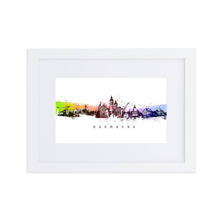 Poster mit Passepartout - Skyline Naumburg Weiß / 21×30 cm artlia