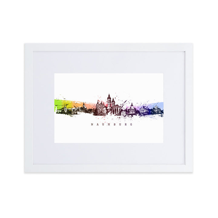 Poster mit Passepartout - Skyline Naumburg Weiß / 30×40 cm artlia