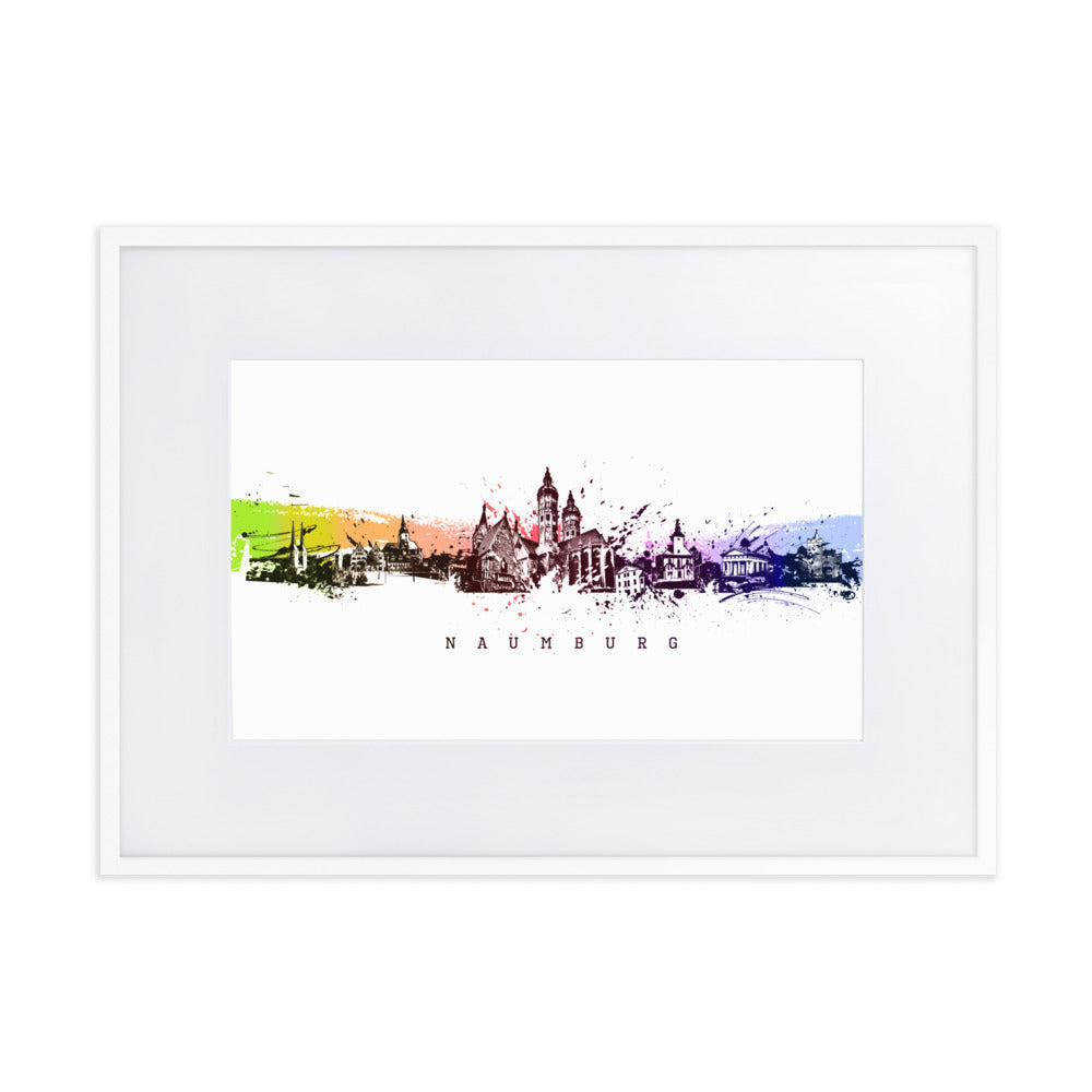 Poster mit Passepartout - Skyline Naumburg Weiß / 50×70 cm artlia