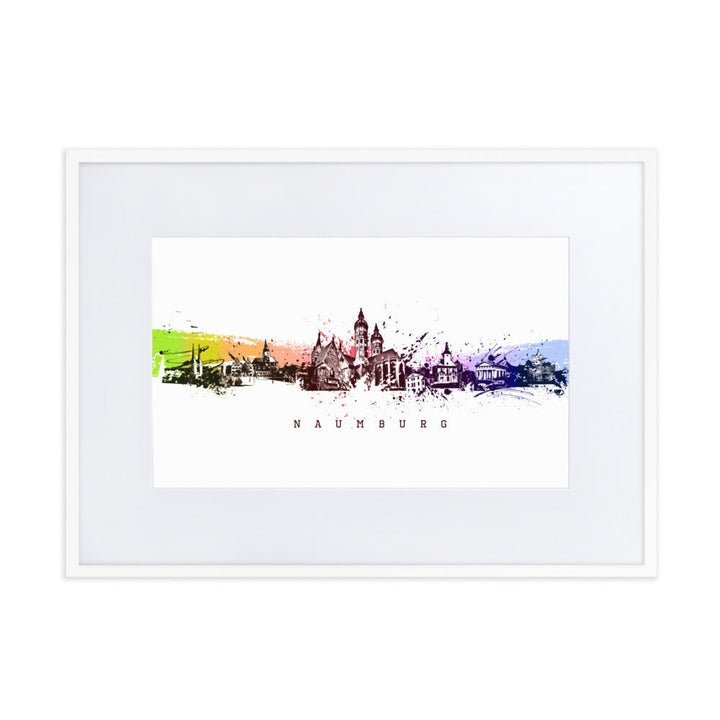Poster mit Passepartout - Skyline Naumburg Weiß / 50×70 cm artlia