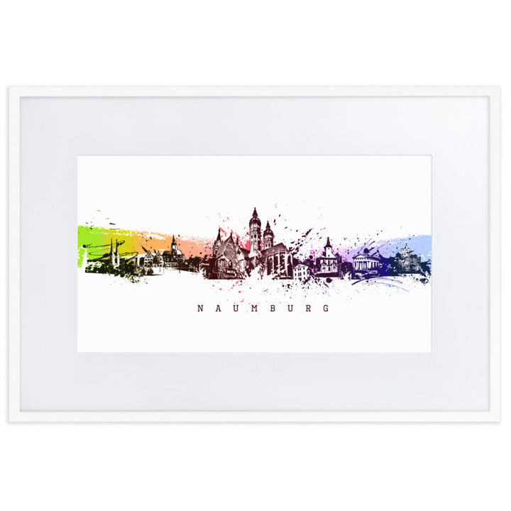 Poster mit Passepartout - Skyline Naumburg Weiß / 61×91 cm artlia