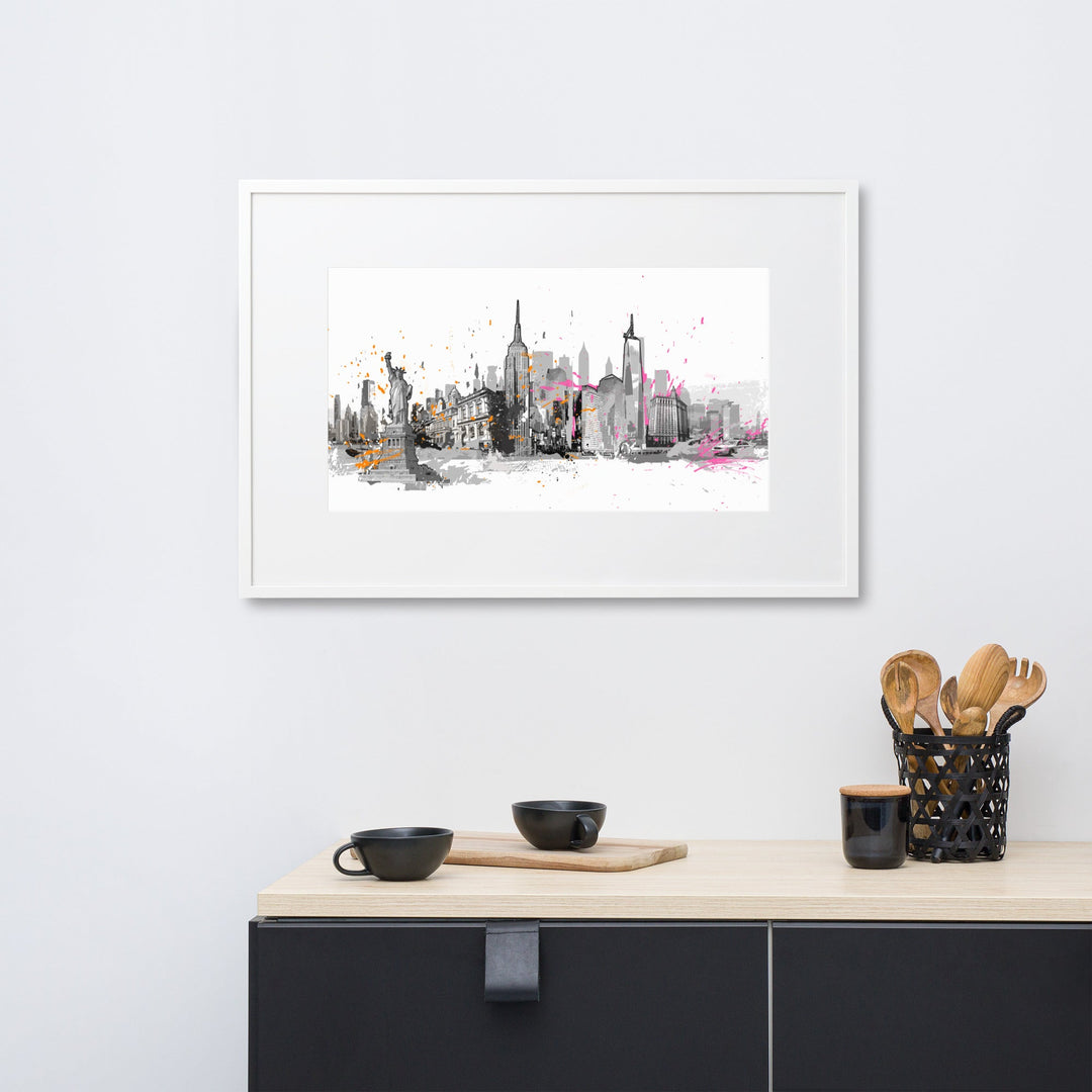 Poster mit Passepartout - Skyline New York artlia