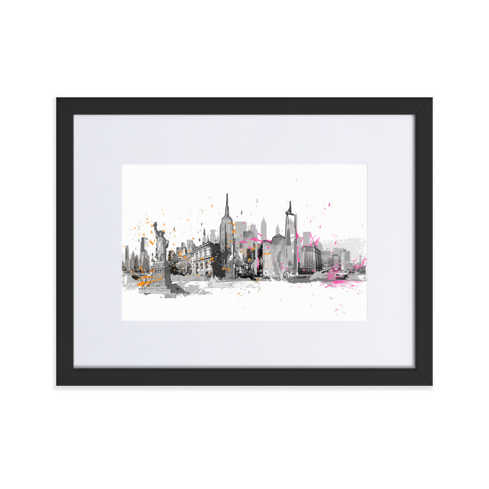 Poster mit Passepartout - Skyline New York Schwarz / 30×40 cm artlia