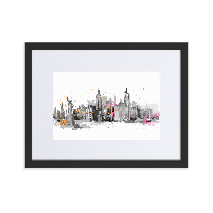 Poster mit Passepartout - Skyline New York Schwarz / 30×40 cm artlia