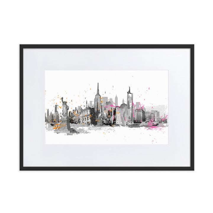 Poster mit Passepartout - Skyline New York Schwarz / 50×70 cm artlia