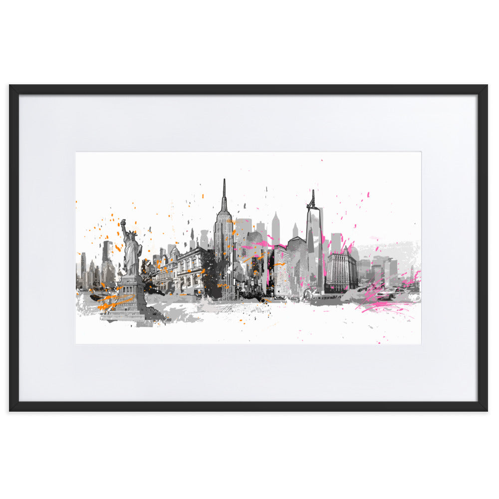 Poster mit Passepartout - Skyline New York Schwarz / 61×91 cm artlia