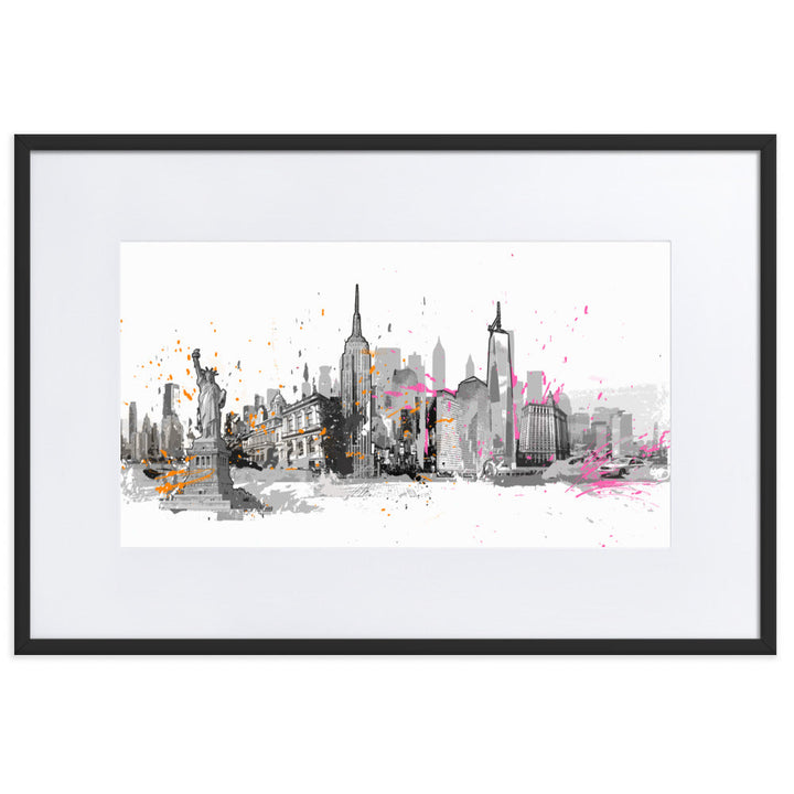 Poster mit Passepartout - Skyline New York Schwarz / 61×91 cm artlia