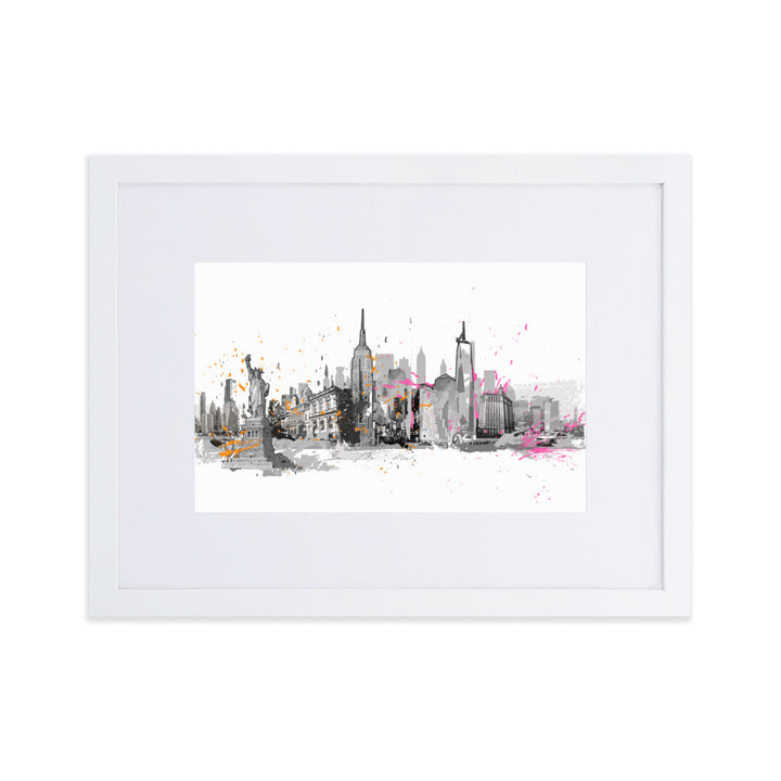 Poster mit Passepartout - Skyline New York Weiß / 30×40 cm artlia
