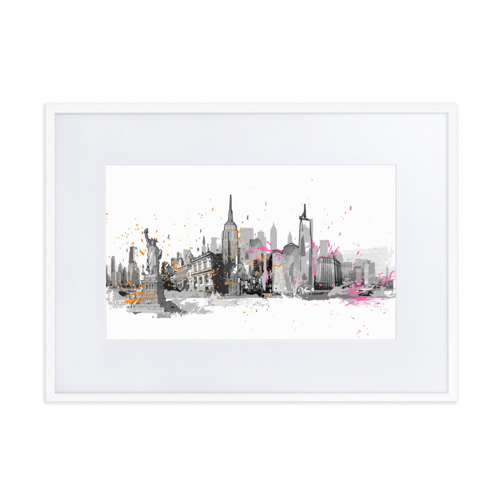 Poster mit Passepartout - Skyline New York Weiß / 50×70 cm artlia