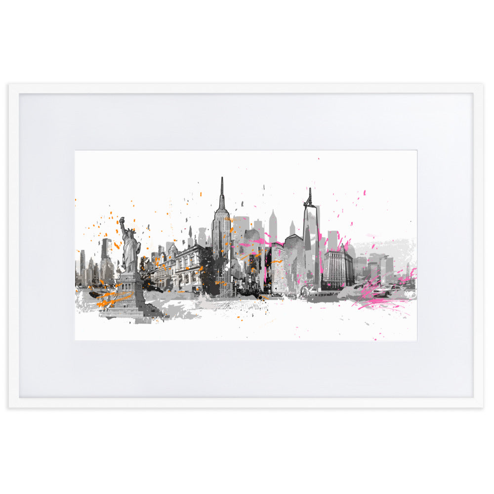 Poster mit Passepartout - Skyline New York Weiß / 61×91 cm artlia