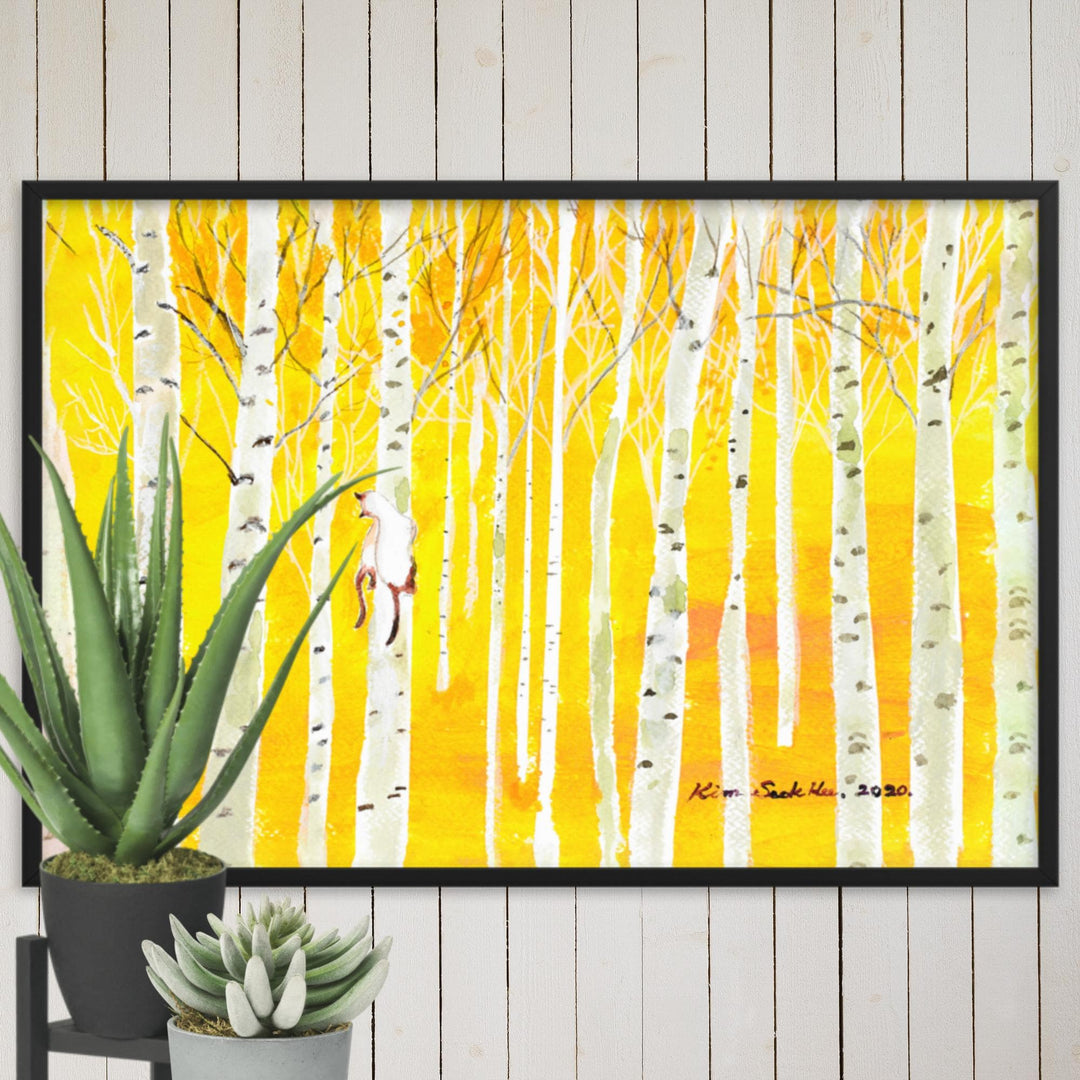 Poster mit Rahmen - Birkenwald Birch Forest artlia