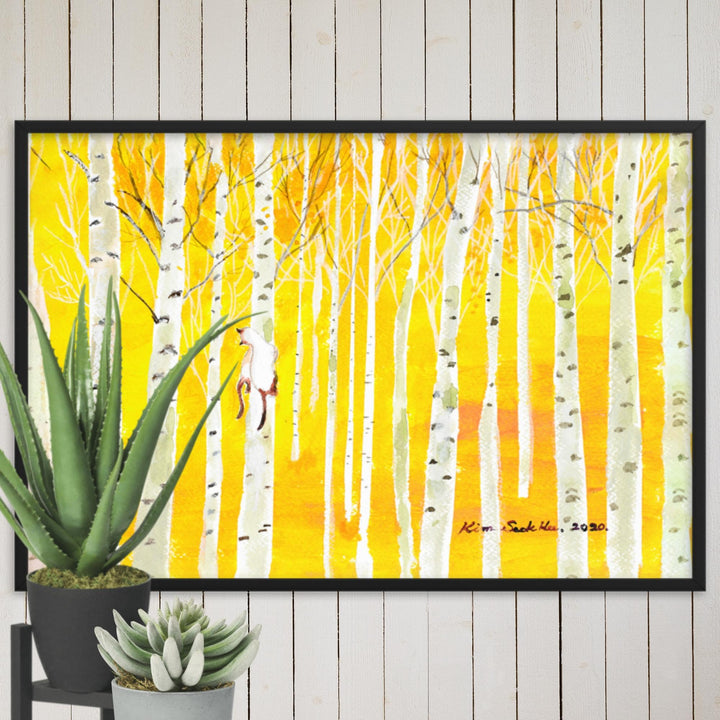 Poster mit Rahmen - Birkenwald Birch Forest artlia