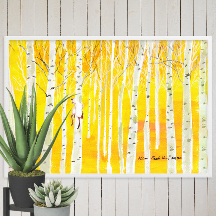 Poster mit Rahmen - Birkenwald Birch Forest artlia