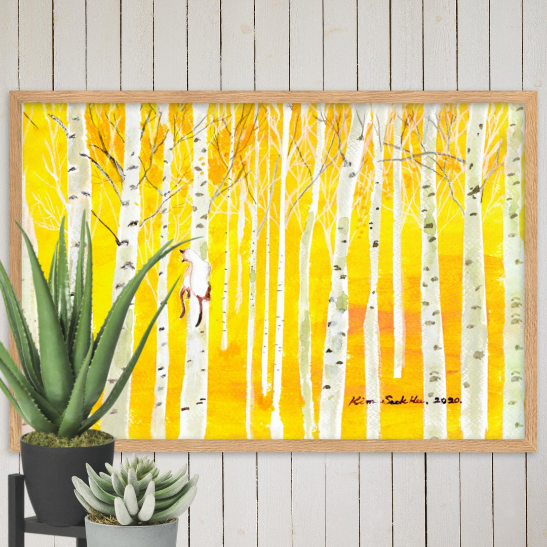 Poster mit Rahmen - Birkenwald Birch Forest artlia