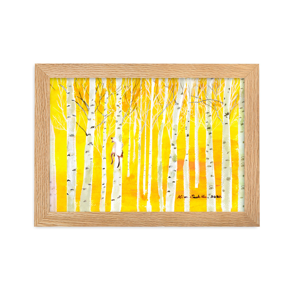 Poster mit Rahmen - Birkenwald Birch Forest Oak / 21×30 cm artlia
