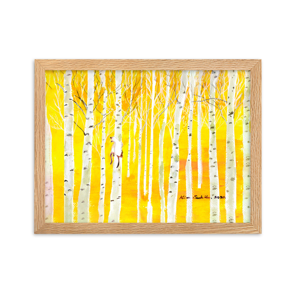 Poster mit Rahmen - Birkenwald Birch Forest Oak / 30×40 cm artlia