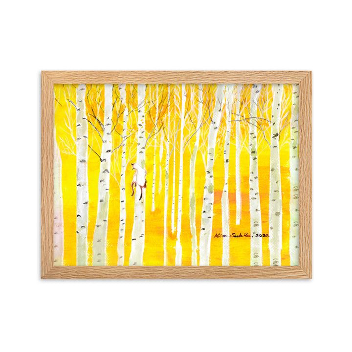 Poster mit Rahmen - Birkenwald Birch Forest Oak / 30×40 cm artlia