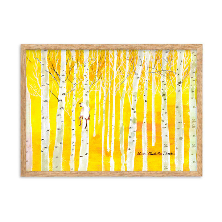 Poster mit Rahmen - Birkenwald Birch Forest Oak / 50×70 cm artlia