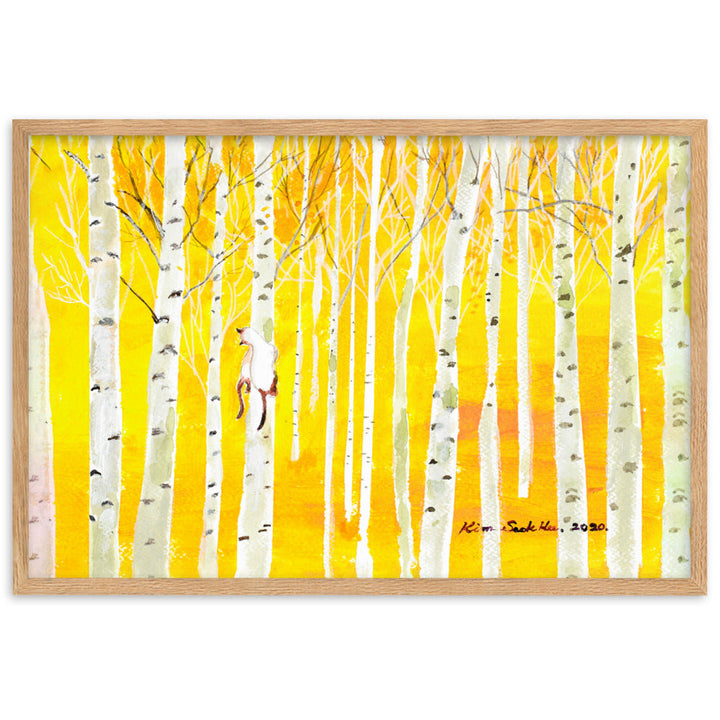Poster mit Rahmen - Birkenwald Birch Forest Oak / 61×91 cm artlia