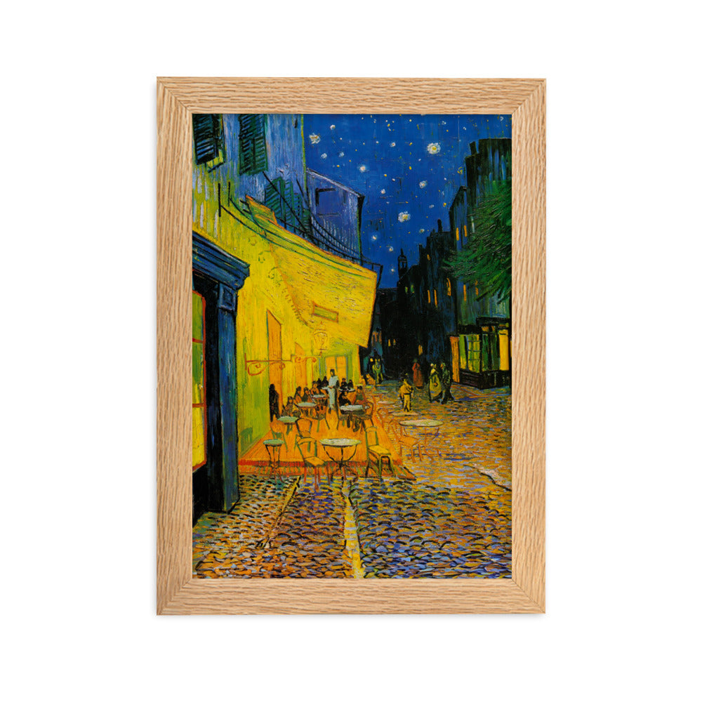 Poster mit Rahmen - Caféterrasse am Abend Oak / 21×30 cm artlia