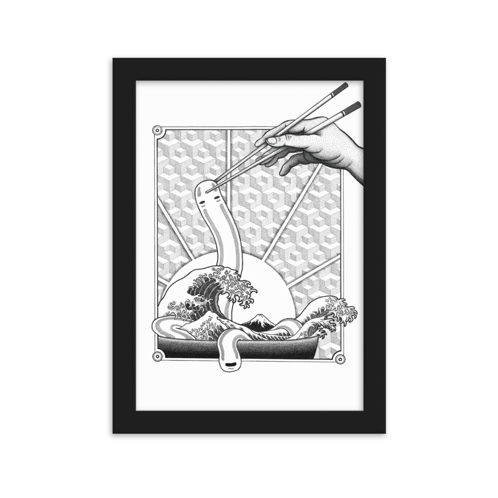 Poster mit Rahmen - Ghibli Ramen Schwarz / 21×30 cm artlia