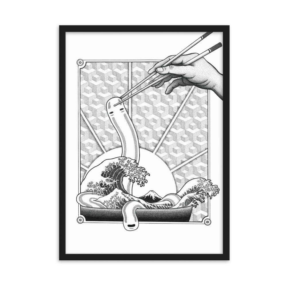 Poster mit Rahmen - Ghibli Ramen Schwarz / 50×70 cm artlia