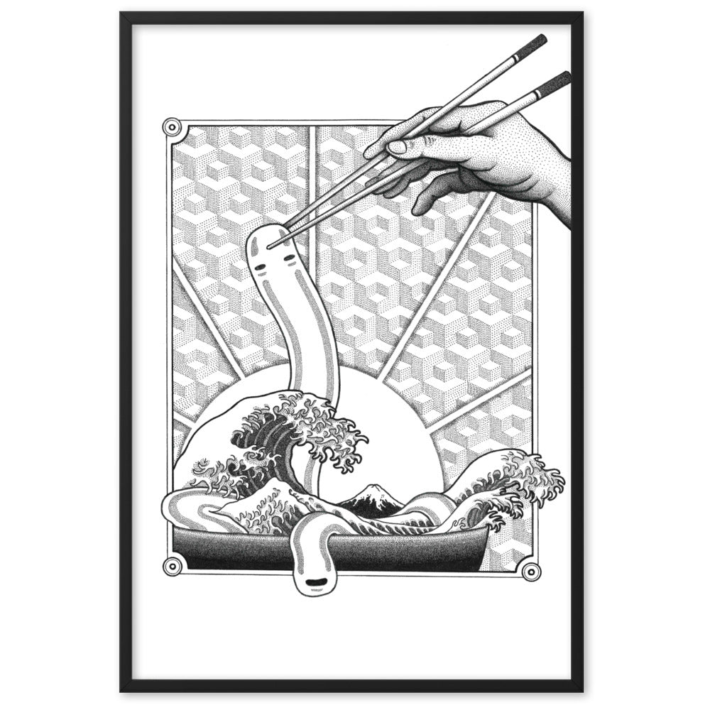 Poster mit Rahmen - Ghibli Ramen Schwarz / 61×91 cm artlia