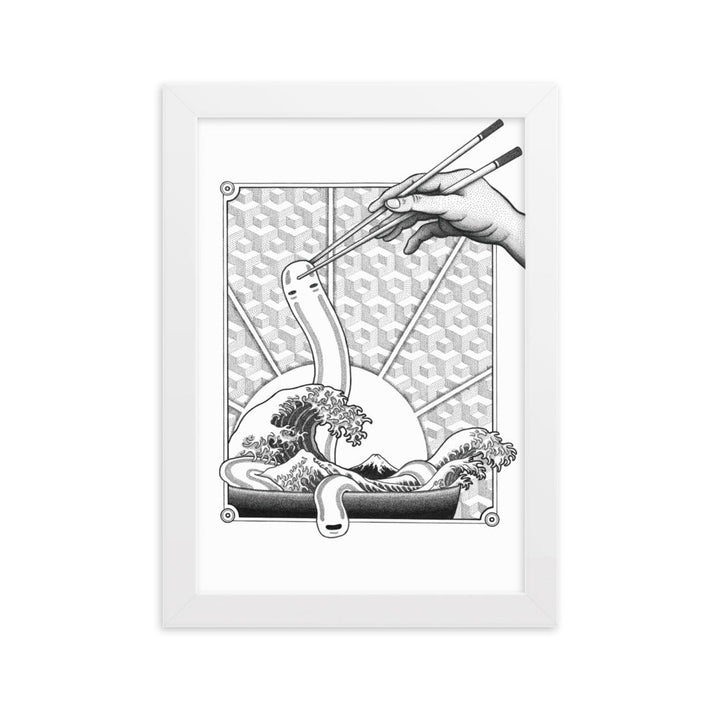Poster mit Rahmen - Ghibli Ramen Weiß / 21×30 cm artlia