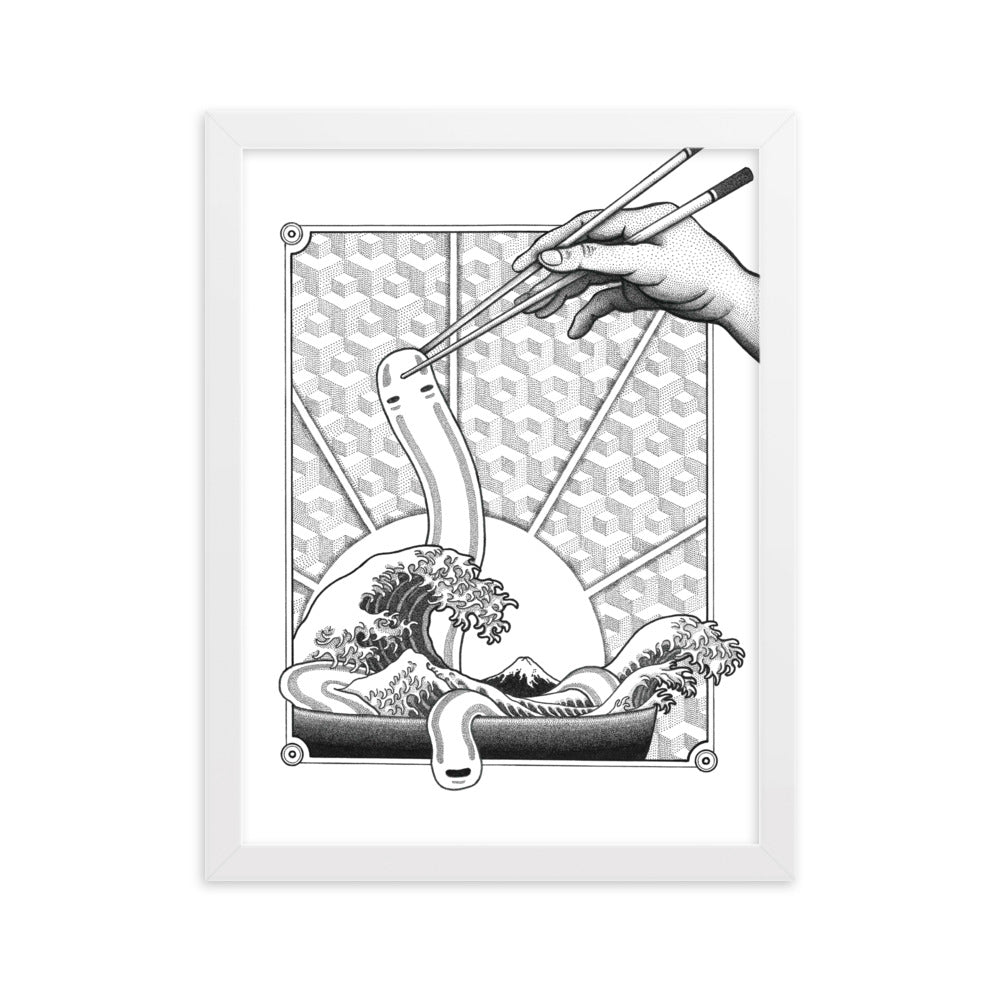 Poster mit Rahmen - Ghibli Ramen Weiß / 30×40 cm artlia