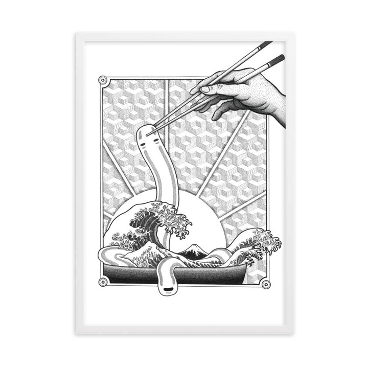 Poster mit Rahmen - Ghibli Ramen Weiß / 50×70 cm artlia