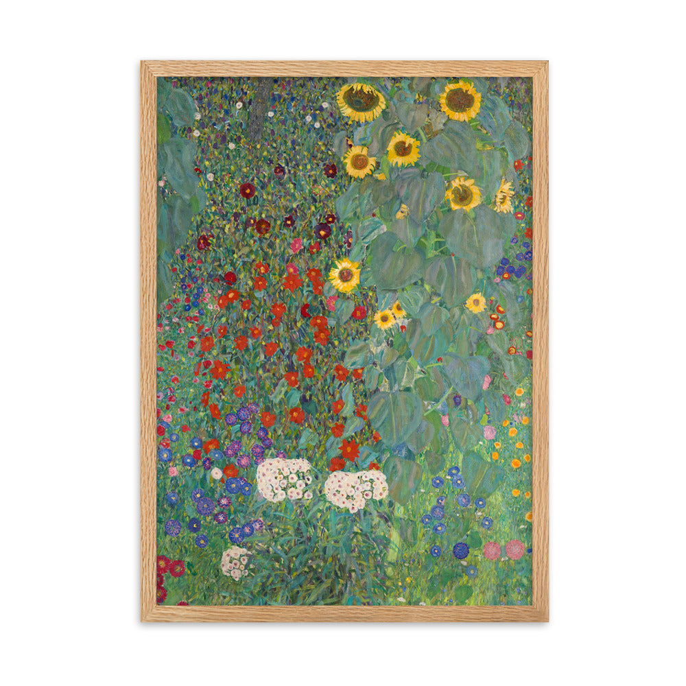 Poster mit Rahmen - Gustav Klimt, Garten mit Sonnenblumen Oak / 50×70 cm artlia
