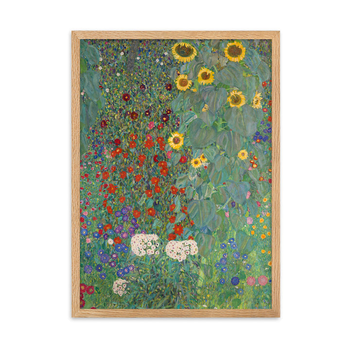 Poster mit Rahmen - Gustav Klimt, Garten mit Sonnenblumen Oak / 50×70 cm artlia