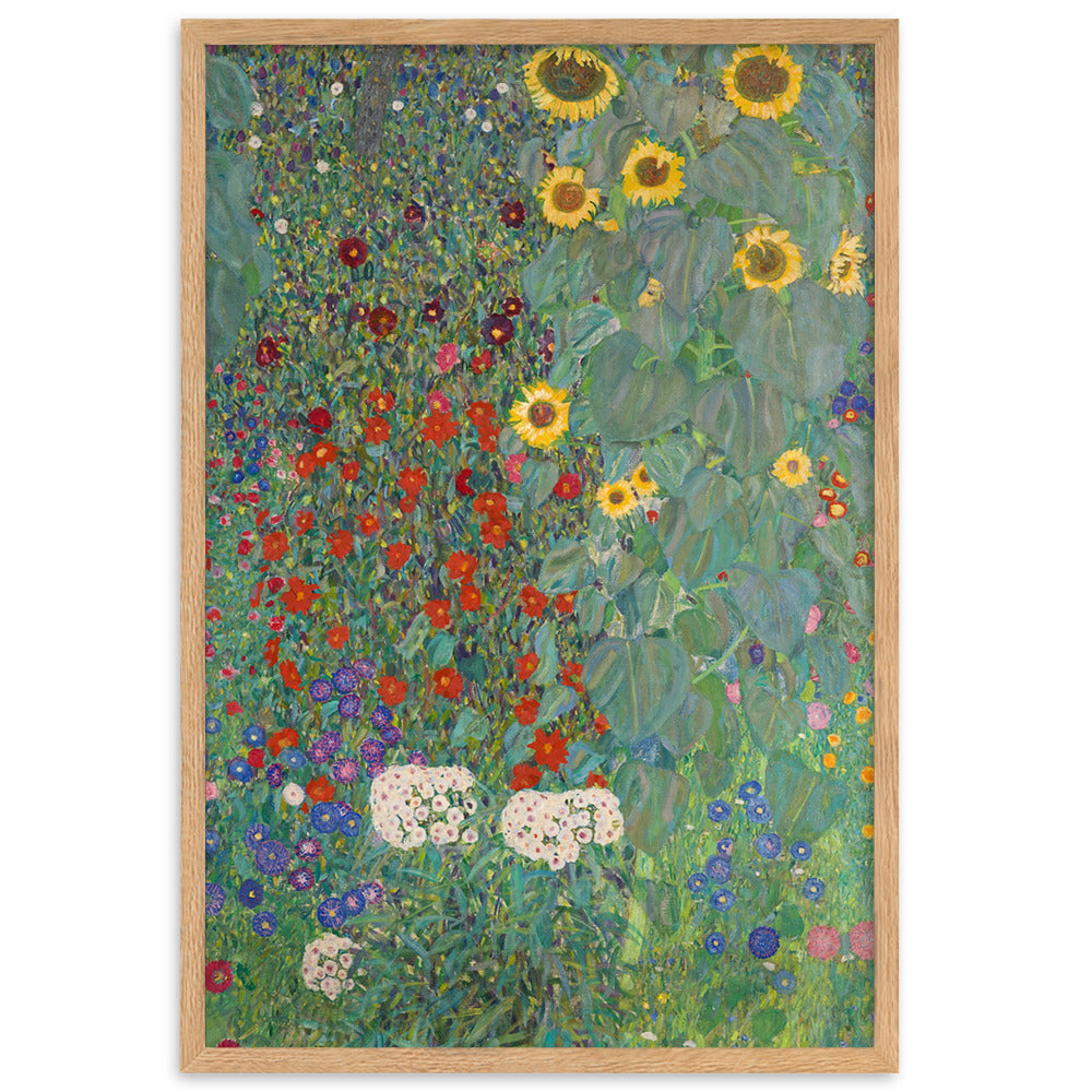 Poster mit Rahmen - Gustav Klimt, Garten mit Sonnenblumen Oak / 61×91 cm artlia