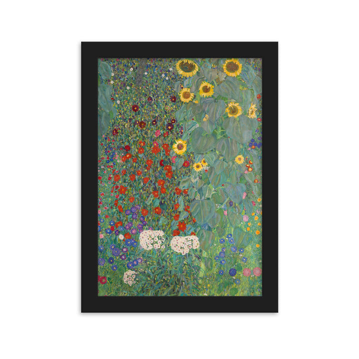 Poster mit Rahmen - Gustav Klimt, Garten mit Sonnenblumen Schwarz / 21×30 cm artlia