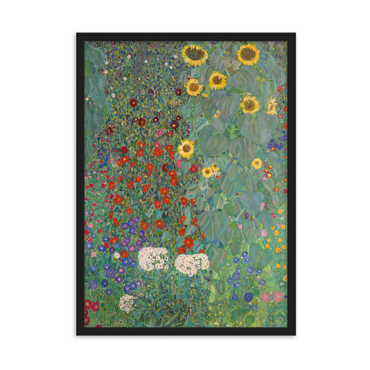 Poster mit Rahmen - Gustav Klimt, Garten mit Sonnenblumen Schwarz / 50×70 cm artlia
