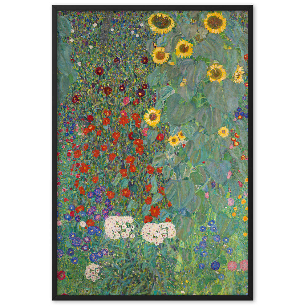 Poster mit Rahmen - Gustav Klimt, Garten mit Sonnenblumen Schwarz / 61×91 cm artlia