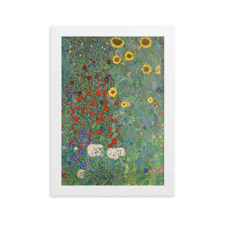 Poster mit Rahmen - Gustav Klimt, Garten mit Sonnenblumen Weiß / 21×30 cm artlia