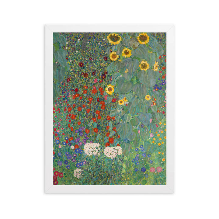 Poster mit Rahmen - Gustav Klimt, Garten mit Sonnenblumen Weiß / 30×40 cm artlia