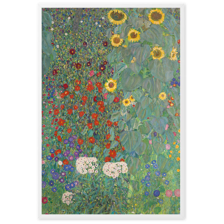 Poster mit Rahmen - Gustav Klimt, Garten mit Sonnenblumen Weiß / 61×91 cm artlia