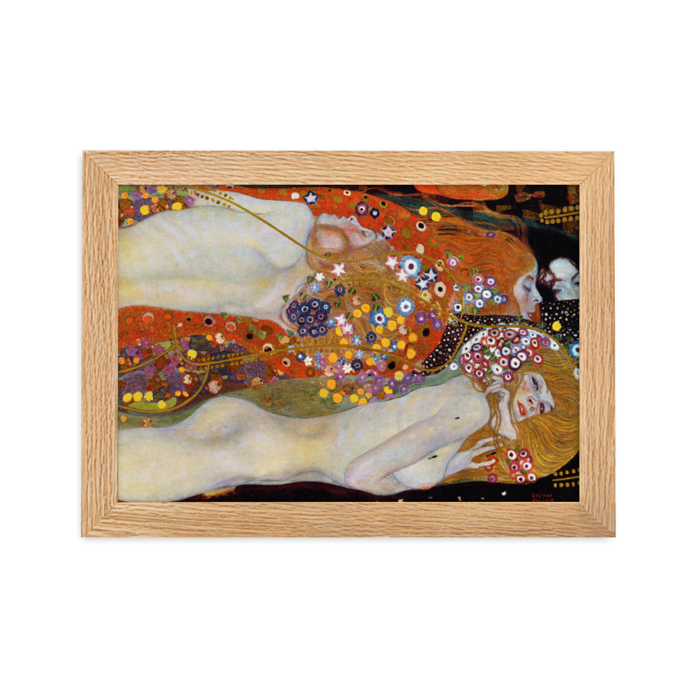 Poster mit Rahmen - Gustav Klimt, Wasserschlangen II Oak / 21×30 cm artlia