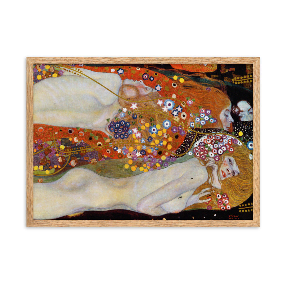 Poster mit Rahmen - Gustav Klimt, Wasserschlangen II Oak / 50×70 cm artlia